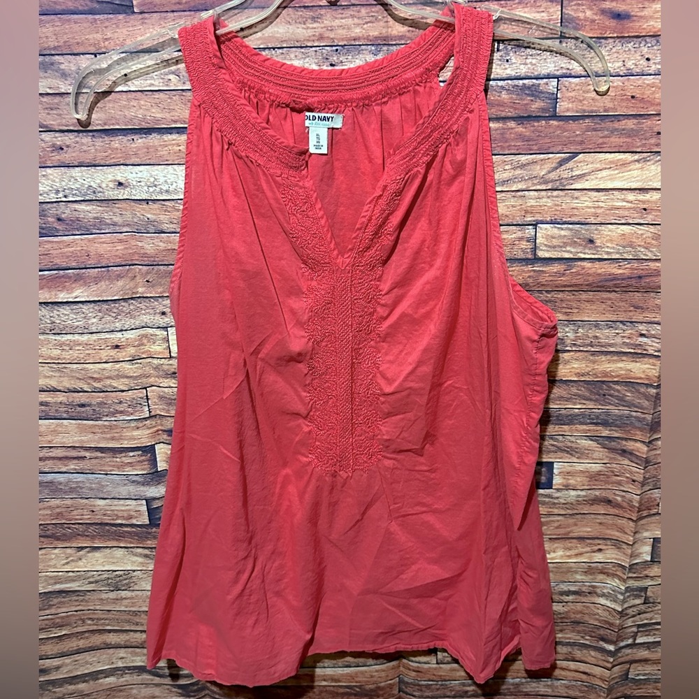 Old Navy Coral Tank Top with Embroidery